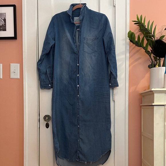 Frank & Eileen Rory Maxi Shirt Dress vintage indigo sz M / Nice fading - Picture 7 of 11
